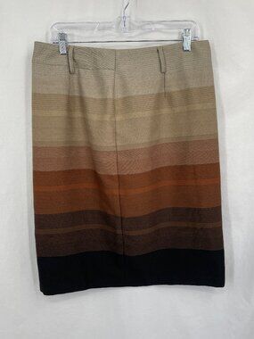 New York Clothing Co. Brown Horizontal Hues Midi Skirt